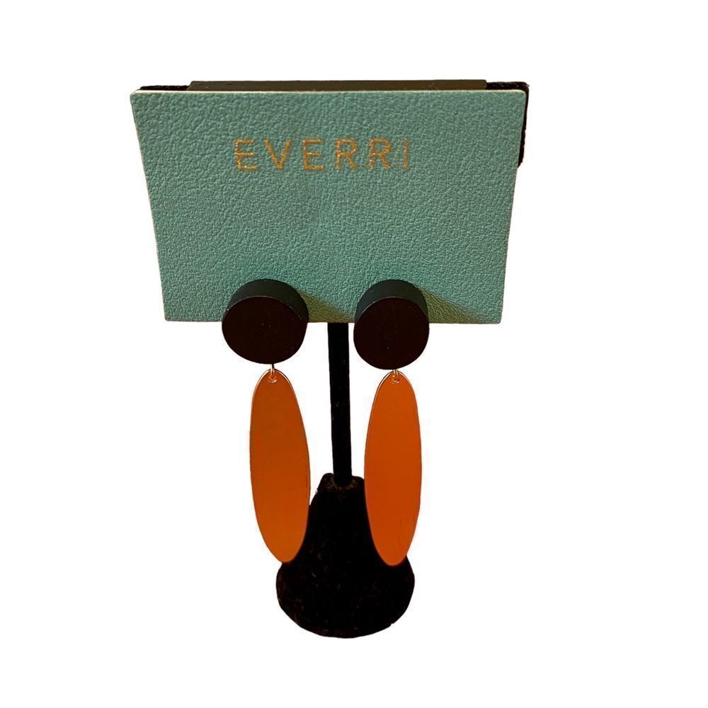 Everri Black & Brass Long Drop Earrings.